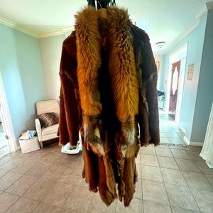 Fox and rabbit full length fur coat for sale..
